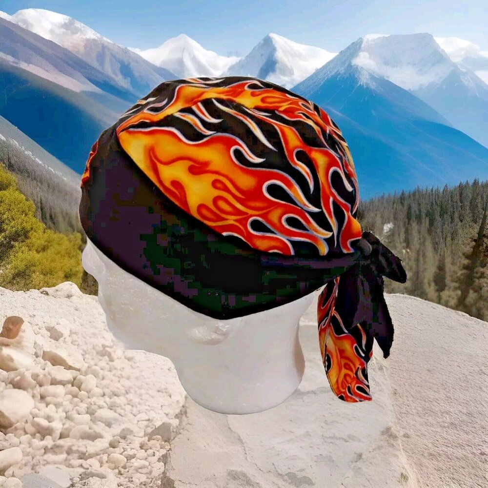 Yamaha‎ Motorcycle Flaming Fire Do Rag: Stylish Biker Bandana Head Wrap